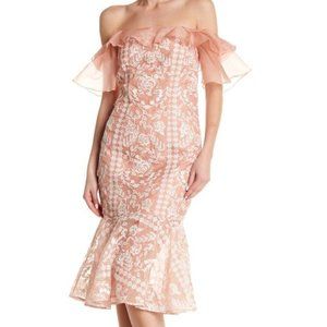 Amur Nude Off-the-shoulder Embroidered Silk dress -Sold-